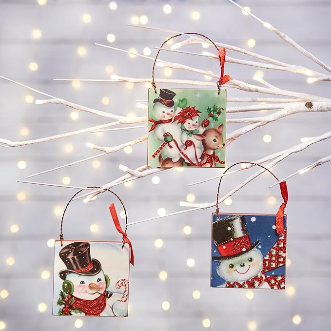 Primitives by Kathy Retro Snowmen Ornament Set