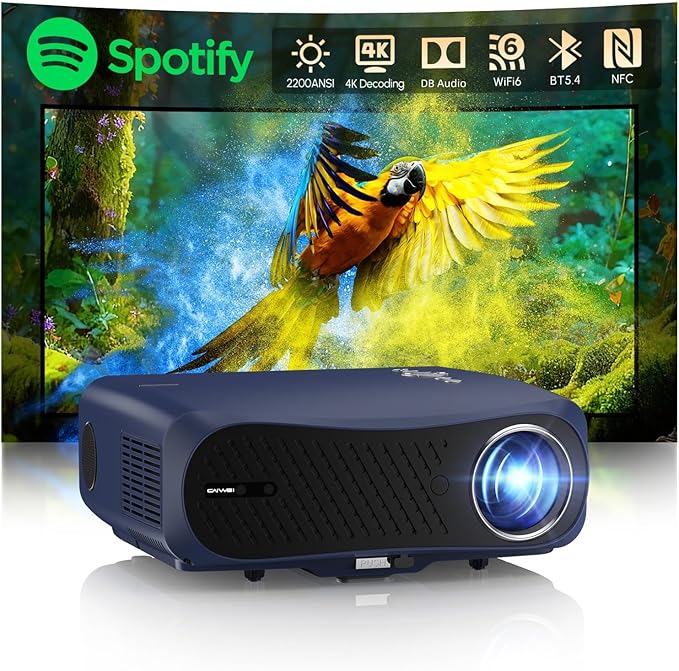4K HDR Smart Projector with Android TV, DB Audio, Auto Focus, 2200ANSI High Brightness WiFi Bluetooth, HDMI ARC, Low Latency, 6D Keystone,Wireless for Home Theater Movie Gaming Presentation