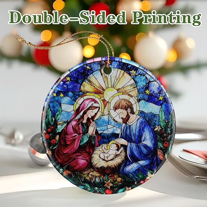 Nativity Scene Ornament: Christmas Ornaments, Religious Christmas Decorations for Tree, Catholic Ornament & Christian Holiday Decor | Religious Gifts, Christian Gifts - Design D