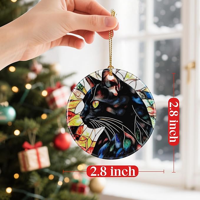 Black Cat Ornament, Christmas Ornaments: Christmas Tree Decorations, Holiday Decor, Stocking Stuffers, Gift Ideas, Xmas Gift, Gifts for Cat Lover