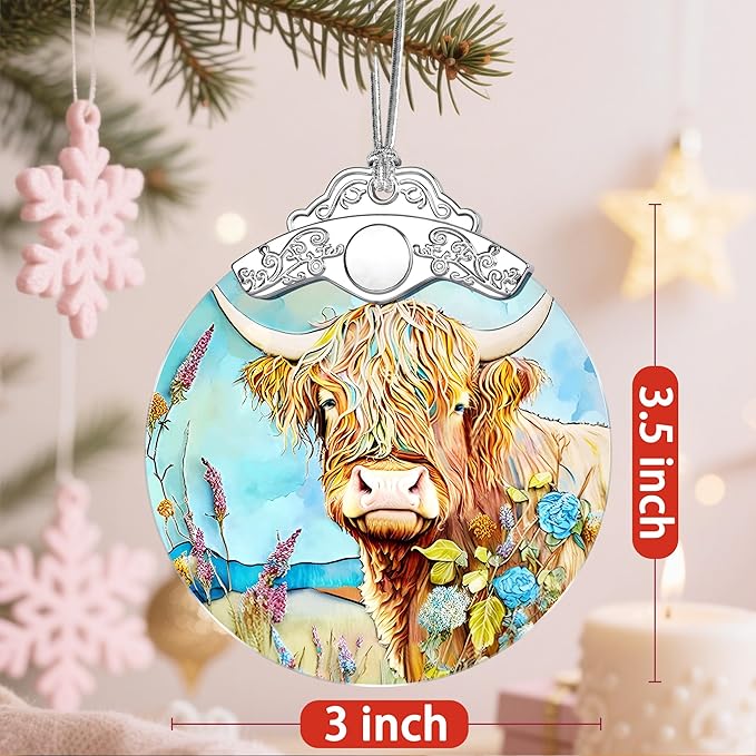 Christmas Ornaments: Stained Glass Ornament, Christmas Tree Ornament, Hanging Ornaments for Home Decor & Xmas Tree Decorations – Exquisite Holiday Decor, Gifts & Holiday Present - Cattle