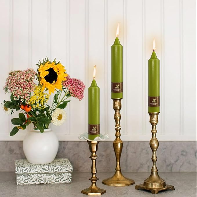 7 Inch Short Taper Candles Handmade Unscented Set of 4 Smokeless Candlesticks Tapered Candle for Wedding Spring Home Decoration(Fruit Green)