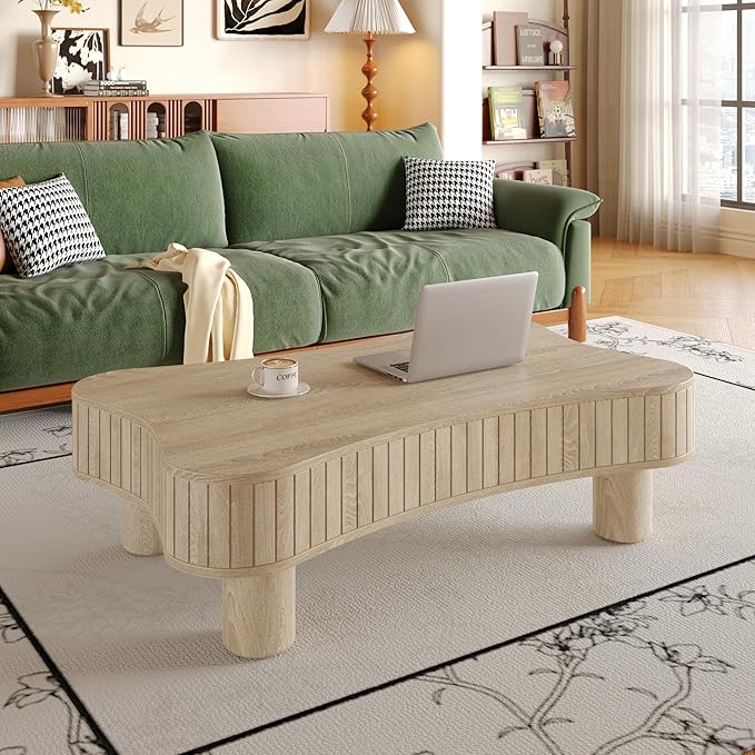 WILLIAMSPACE 42" Lift Top Coffee Table with Hidden Storage, Modern Luxury Wooden Center Table with Silent Hydraulic Lift, Curved Safety Corners, Accent Side Tea Table for Living Room, Antique Natural