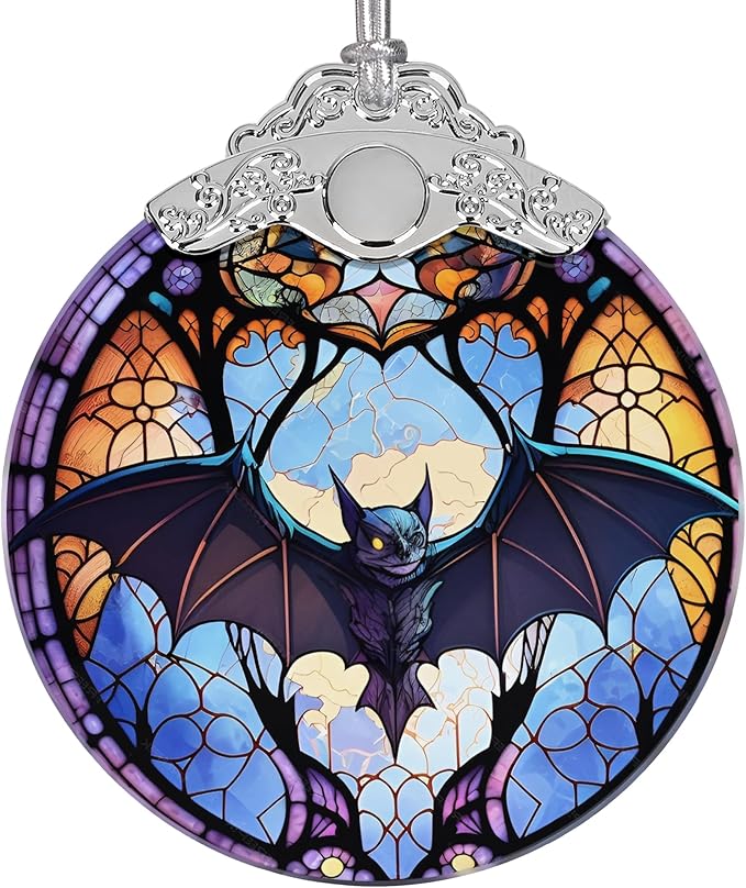 2025 Ornaments for Christmas Tree, Zmoicky Stained Glass Hanging Ornament, Christmas Ornaments Clearance, Gift Exchange Ornament, Bauble Present - Evil Bat