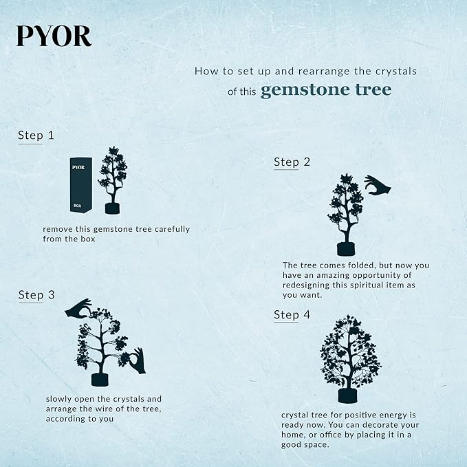 PYOR Rose Quartz Tree, Pink Office Decor, Money Tree, Rose Quartz Crystals, Pink Office Accessories, Gemstones, Feng Shui Decor, Spiritual Gifts for Women, Healing Crystals and Gems