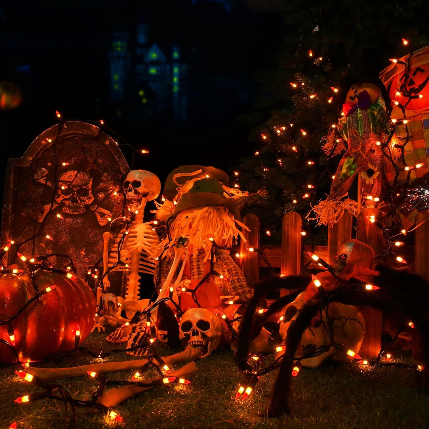 ODEETRONIC Candy Corn Halloween Lights, 21.63ft 100 Count Incandescent Lights Connectable Set, 120V UL Certified Orange & Yellow Halloween Light, Mini String Light Waterproof for Home Party Tree Decor