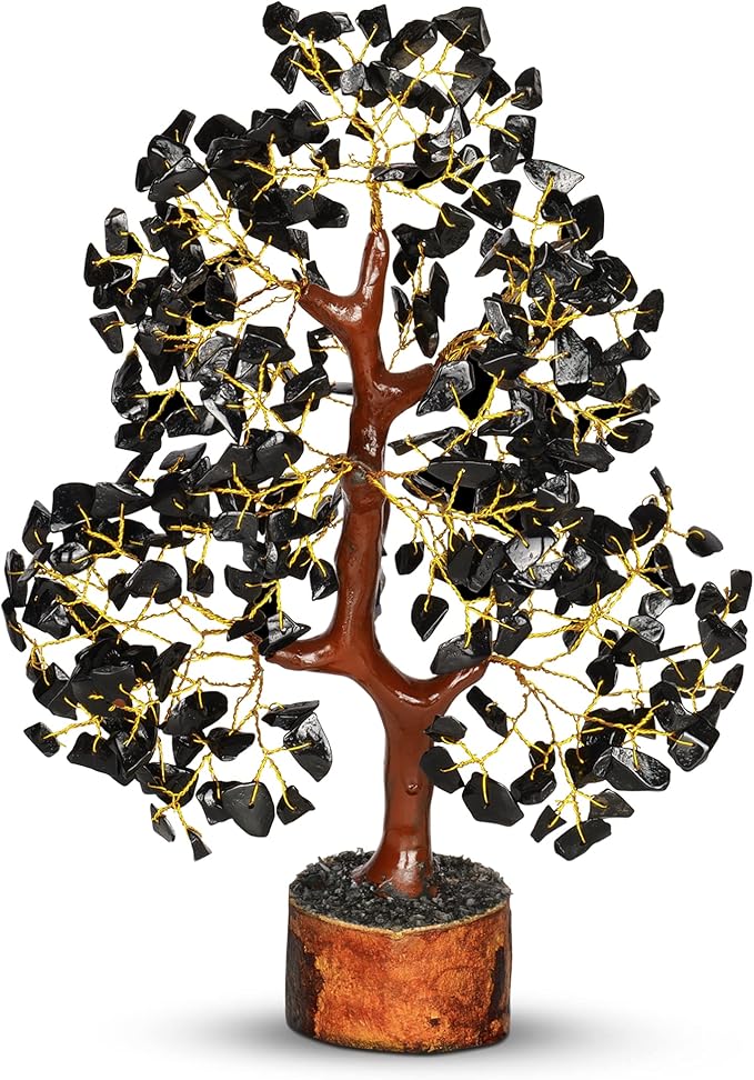 PYOR Black Tourmaline Stone, Crystal Tree, Black Tourmaline Crystals, Gem Trees, Positive Stones and Crystals, Office Desk Decor, Crystal Gifts