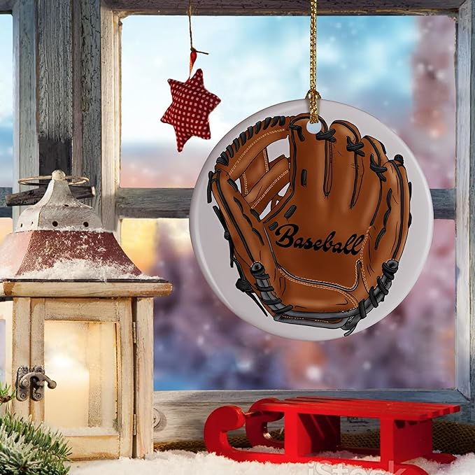 Sports Kids Christmas Ornament - Baseball Mitt & Player Gift - Christmas Ornaments
