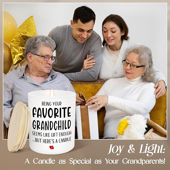 TEEZWONDER Christmas Grandparents Gifts from Granddaughter Grandson Grandkids – Scented Candle Vanilla Lavender 10oz – Birthday Gifts for Grandma Grandpa Papa Grammy Mimi Nini Nana
