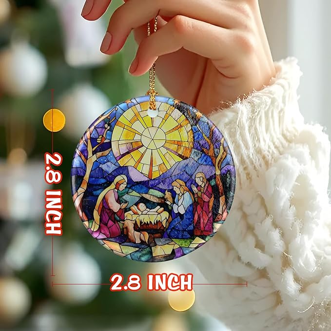Nativity Scene Ornament: Christmas Ornaments, Religious Christmas Decorations for Tree, Catholic Ornament & Christian Holiday Decor | Religious Gifts, Christian Gifts - Design B