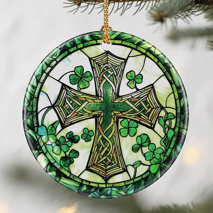 St. Patrick's Day Celtic Cross Christmas Ornaments: Christmas Tree Ornaments, Irish Holiday Decor, Stocking Stuffers, Christian Gifts, Religious Gifts, Cross Gift & Irish Shamrock Gift