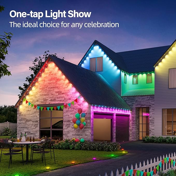 Permanent Outdoor RGB Lights with IP67 Waterproof, Smart RGB, Remote Control, Eaves Lights with App, Daily and Accent Lighting (45ft)