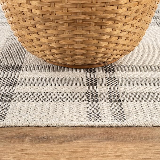 CAMILSON Easy Jute Rug 8x10, Indoor Outdoor Off-White Color Fiber Area Rugs for Entry, Living Room and Bedroom Rug, Checkred Boho Woven Design, Easy-Cleaning, Washable Outside Carpet (8 x 10)