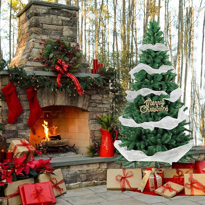 PLKO 10FT Artificial Holiday Christmas Tree，Artificial Christmas Tree Xmas Pine Tree with Stand and Soft Green Branch for Holiday Indoor Outdoor,2100Tips(Green)