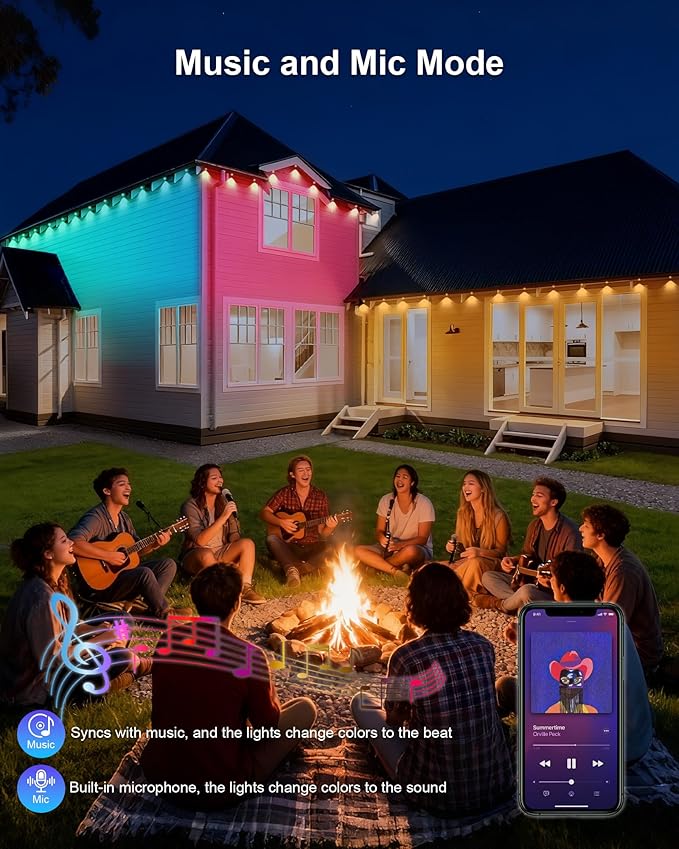 XINKAITE 50ft Permanent Outdoor Lights for House, 2025 Eave Lighting with App/Remote Control, IP67 Waterproof smartlight for Christmas, Halloween, Holiday, Party, Daily
