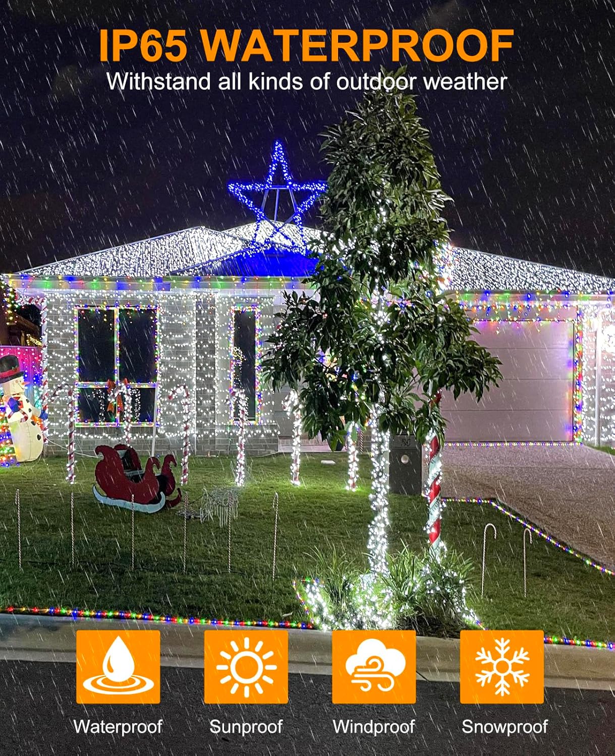 197FT 600 LED Christmas Lights Outdoor, Plug in Christmas Tree Lights 8 Modes, Waterproof Green Wire String Twinkle Lights for Indoor House Patio Yard Party Wedding Holiday Decorations, White