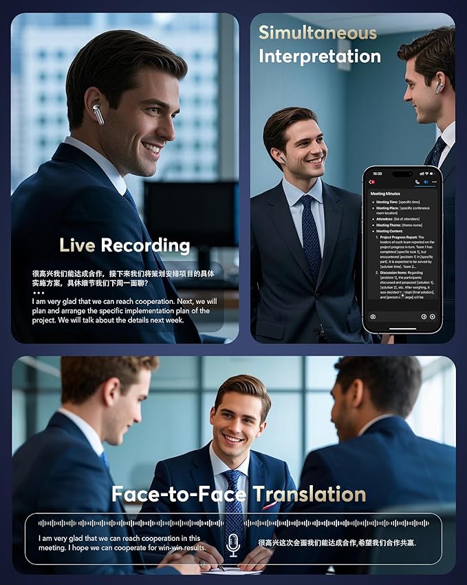 AI Translation Earbuds Real Time,144 Language Translator Earbuds, Audifonos Traductores Inglés Español,3-in-1 Translating Device, Translate Ear Buds for Travel Learning with 4 ANC Mic,IPX7 Waterproof