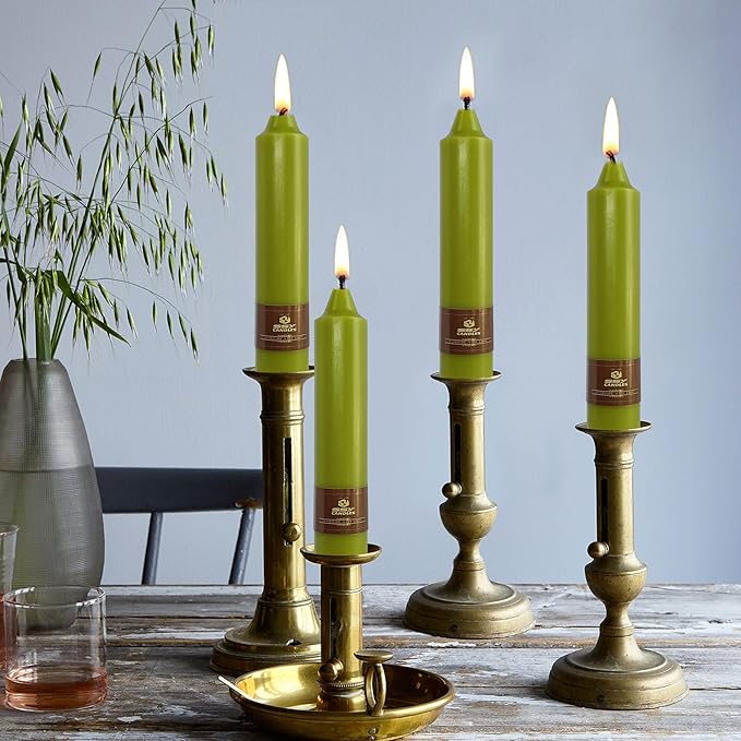 7 Inch Short Taper Candles Handmade Unscented Set of 4 Smokeless Candlesticks Tapered Candle for Wedding Spring Home Decoration(Fruit Green)