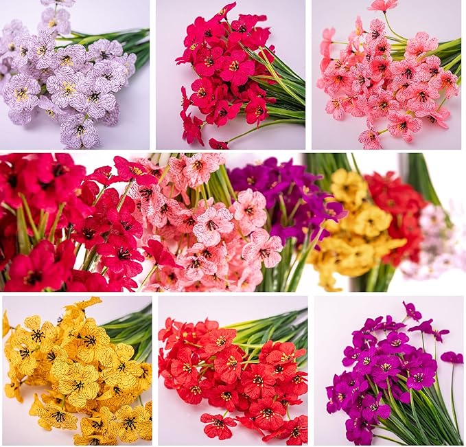 18 Packs Artificial Flowers for Outdoors,No Fade UV Resistant Fake Faux Plastic Flowers Plants That Look Real for Spring Summer Fall Gardens Porch Patio