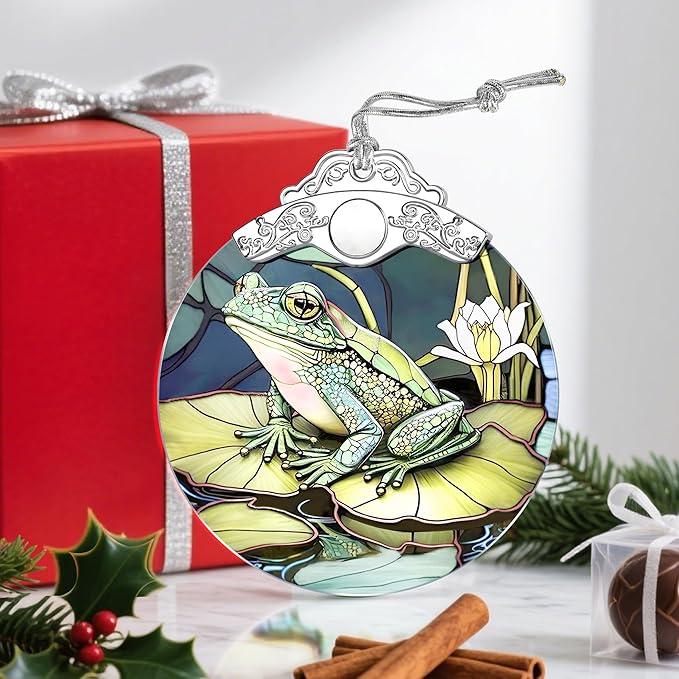 Christmas Ornaments: Stained Glass Ornament, Christmas Tree Ornament, Hanging Ornaments for Home Decor & Xmas Tree Decorations – Exquisite Holiday Decor, Gifts & Holiday Present - Frog