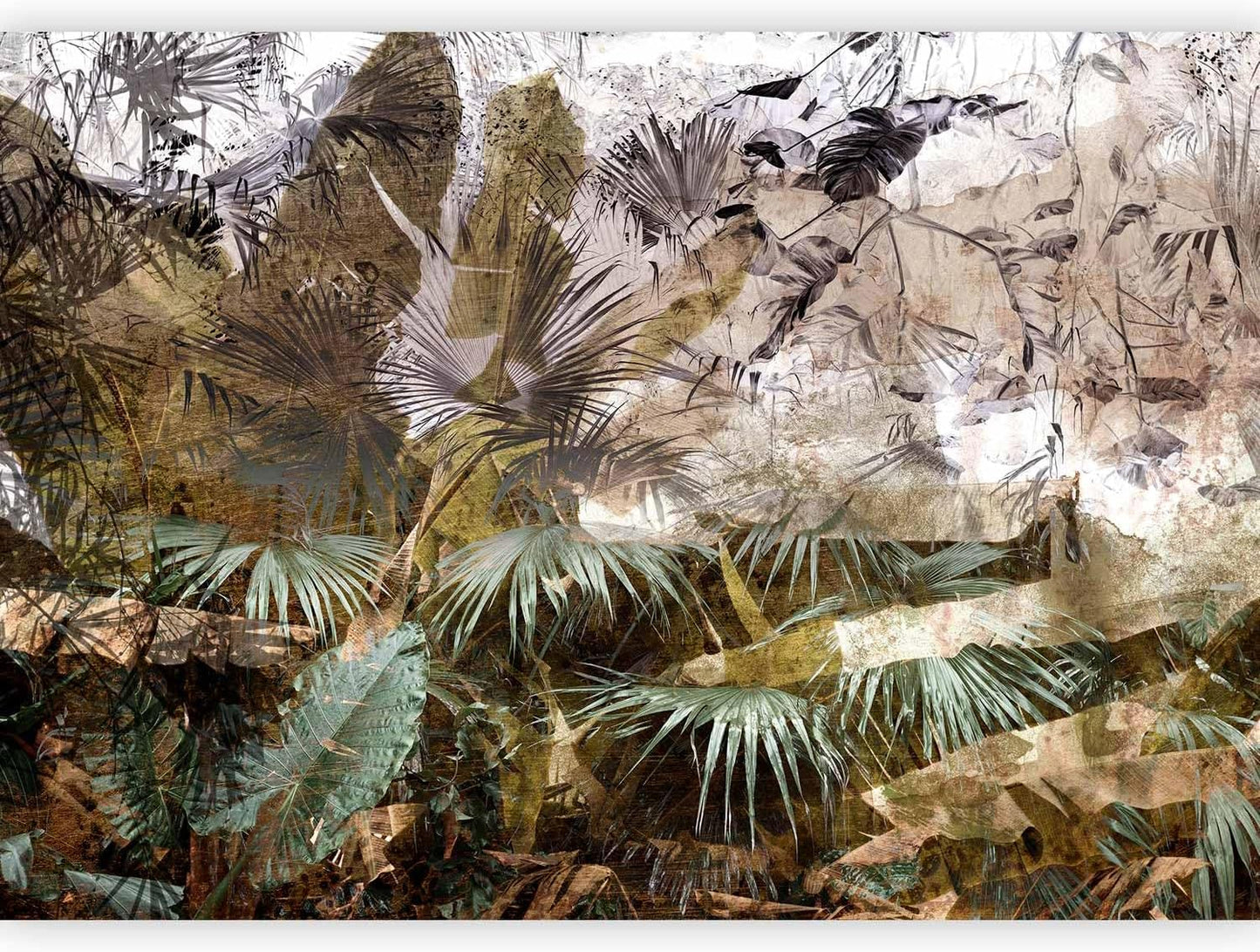artgeist Wall Mural Tropical Leaves 116x83 in - XXL Peel and Stick Self-Adhesive Wallpaper Removable Large Sticker Foil Wall Decor Print Picture Design Jungle Nature Palm Green Leaves b-C-0789-a-a
