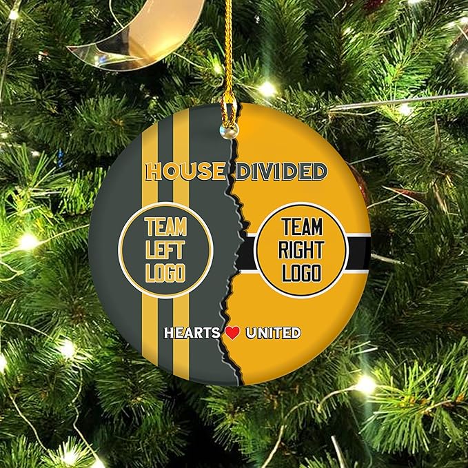 House Divided Ceramic Ornament 2025 - Customized Team Logo Ornament - Football Ornaments Decoration - Sports Personalized Ornaments - Xmas Tree Decor - Gift for Sport Lover