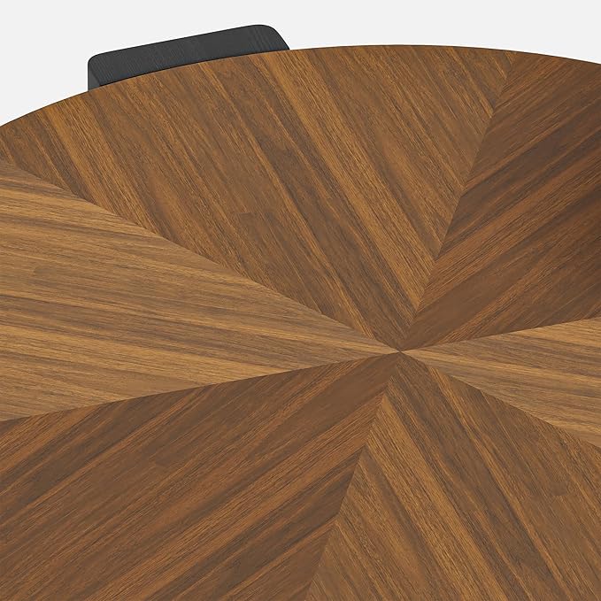 Round Wood Coffee Table Set of 2 Modern, Thickened Top & Leg Supports, Center Coffee Table and Glass Top End Table Sets for Living Room, Small Spaces, Home Office, Easy Assembly, Black & Walnut