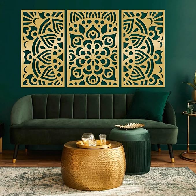 Mandala Metal Wall Art, Lotus Flower Metal Wall Decor, Bohemian Headboard Wall Decor, Scroll Wall Art, Mandala Wall Hanging for Living Room, Bedroom, Yoga Room (Silver, 59"x33"/150x83cm)