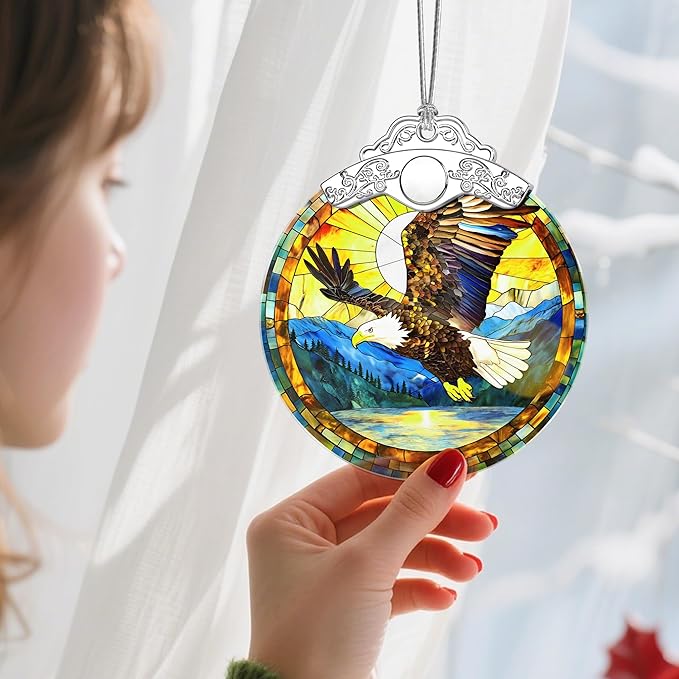 Christmas Ornaments: Stained Glass Ornament, Christmas Tree Ornament, Hanging Ornaments for Home Decor & Xmas Tree Decorations – Exquisite Holiday Decor, Gifts & Holiday Present - Bald Eagle
