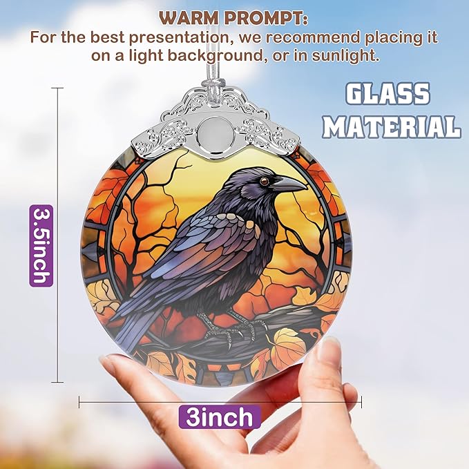 2025 Ornaments for Christmas Tree, Zmoicky Stained Glass Hanging Ornament, Christmas Ornaments Clearance, Gift Exchange Ornament, Bauble Present - Crow