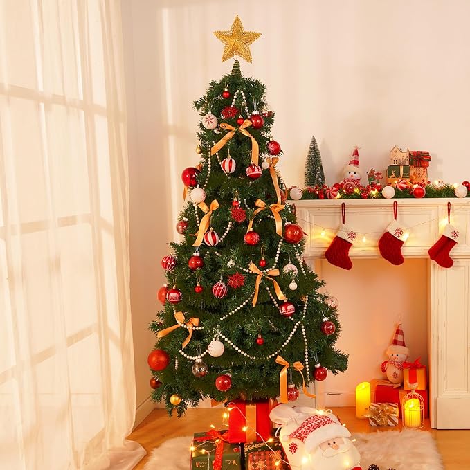 50Pcs Christmas Tree Ornaments - 2.36''/60mm Christmas Ball Ornaments Set for Xmas Tree Holiday Party Wedding Home Decorations (Red & White)