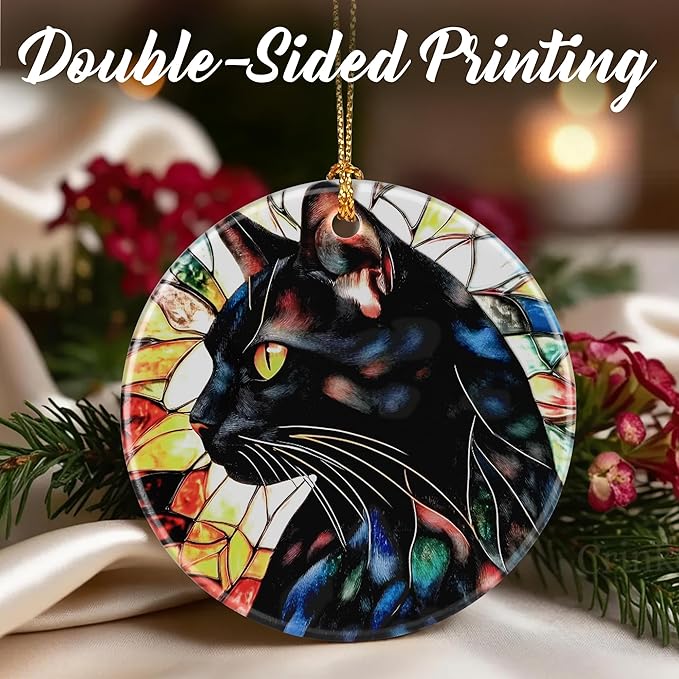 Black Cat Ornament, Christmas Ornaments: Christmas Tree Decorations, Holiday Decor, Stocking Stuffers, Gift Ideas, Xmas Gift, Gifts for Cat Lover