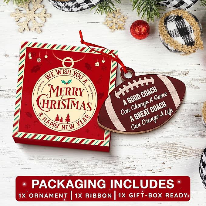 Football Coach Gifts - 2025 Collectable Football Ornaments for Christmas Tree, Unique Coach Christmas Ornament for Holidays Decor, Meaningful Gifts for Coaches in Football