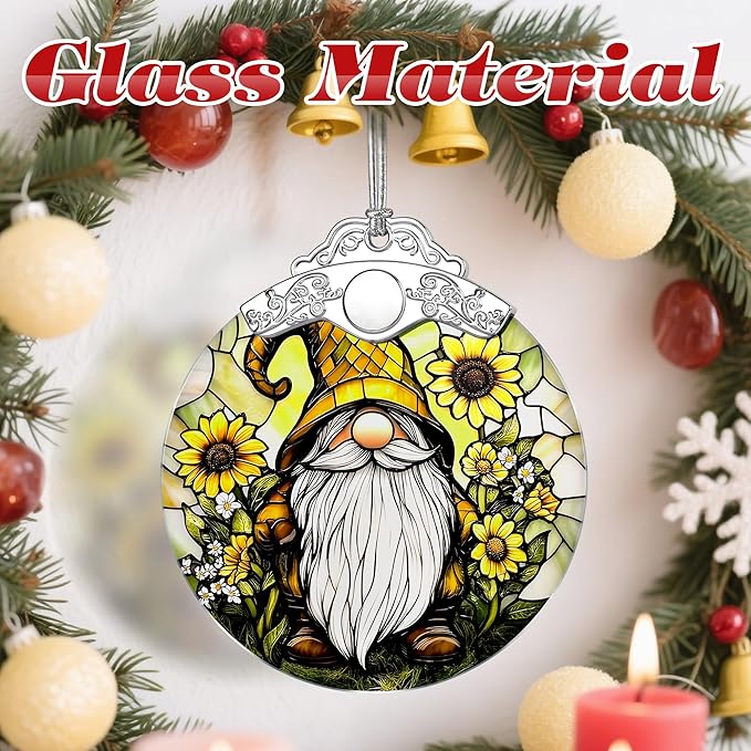 Gnome Ornament, Stained Glass Christmas Decorations, Christmas Ornaments for Tree, Holiday Ornament, Gifts for Gnome Lovers, Holiday Party Gifts, Gift Ideas & Xmas Gift