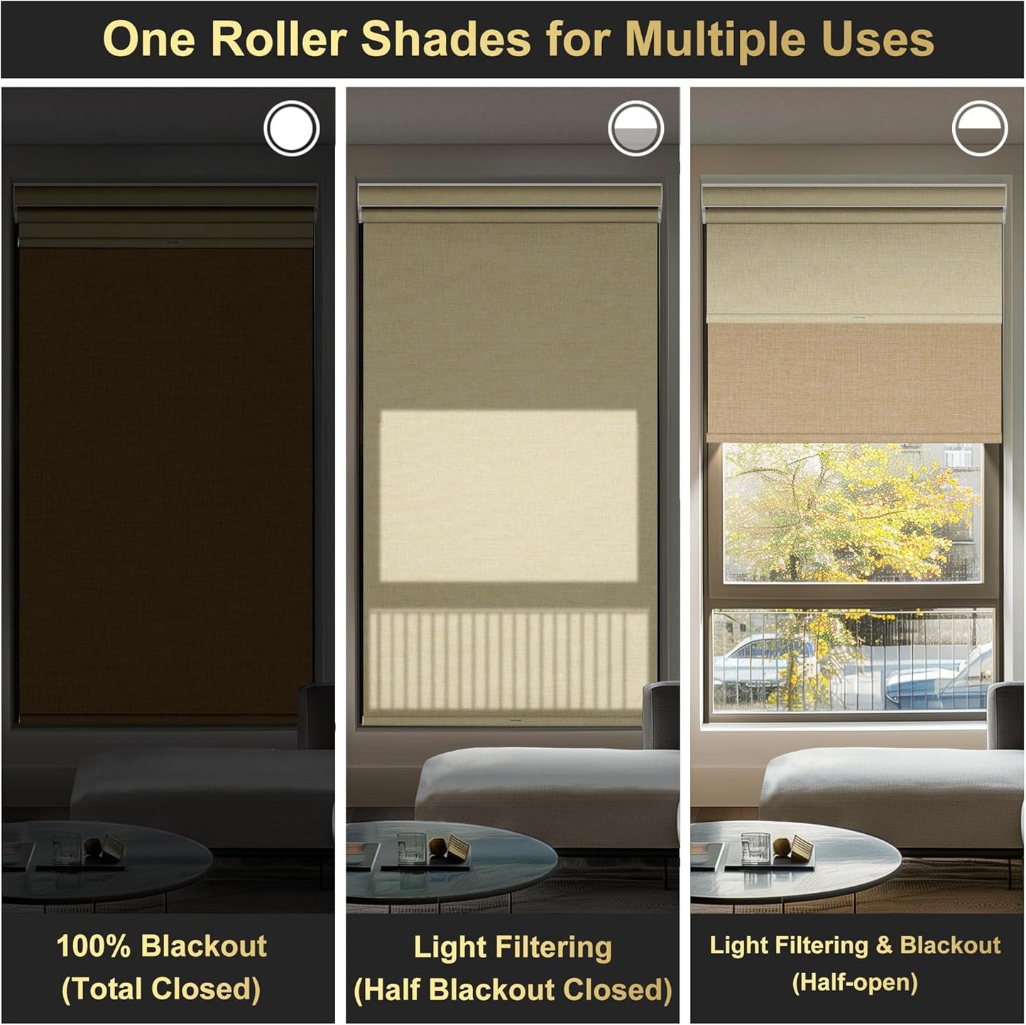 BERISSA Cordless Dual Roller Shades with Cassette Valance,Double Window Shades Blackout and Light Filtering Shades,Day and Night Roller Shades for Home Office Door.Linen Beige.74 W x 48" H