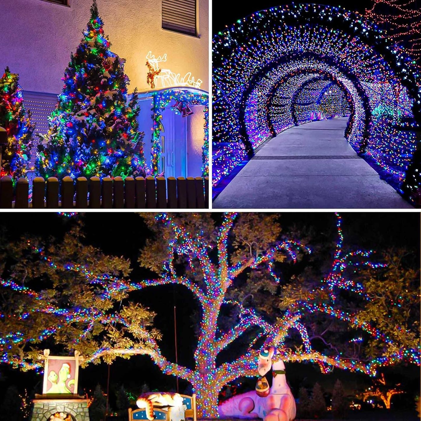 Extra-Long Solar String Lights Outdoor, 4-Pack 400 LED Solar Fairy Lights for Outside Waterproof, Copper Wire 8 Modes Twinkle Fairy Light for Tree Garden Party Xmas Wedding Decor(Multicolor)