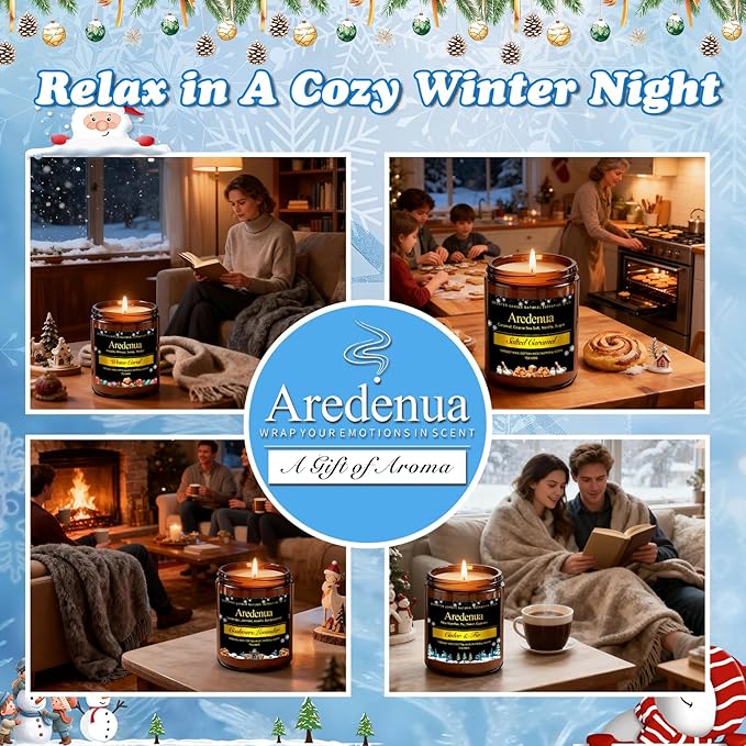 Winter Candles – Winter Spice Candle | Holiday Scented Candles, 7oz Soy Candle for Home - Christmas Gifts for Men Women - 50H Clean Long Lasting Burn, Aromatherapy Gift for Relaxation