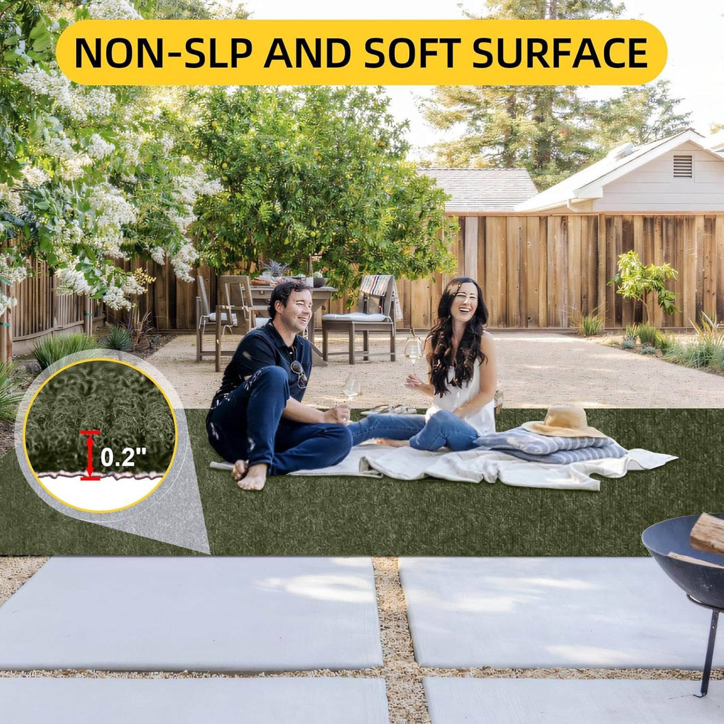 Marine Carpet,6 FT x 10 FT Olive Green Indoor Outdoor Carpet 0.2" Thick with Water-Proof TPE Backing, Non-Slide for Home, Patio, Porch, Deck