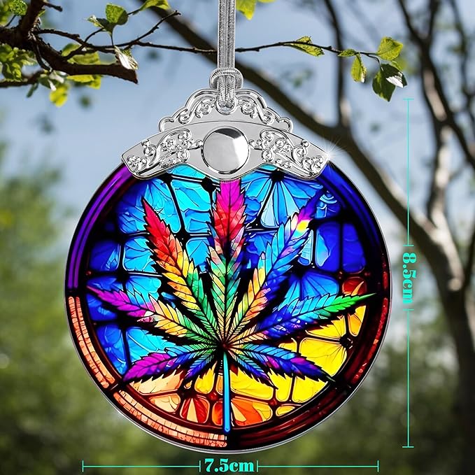 Maple Leaf Ornament Glass Hanging Ornament for Christmas, Thanksgiving, Birthday, Holiday Decorations and Xmas Gifts Ideas