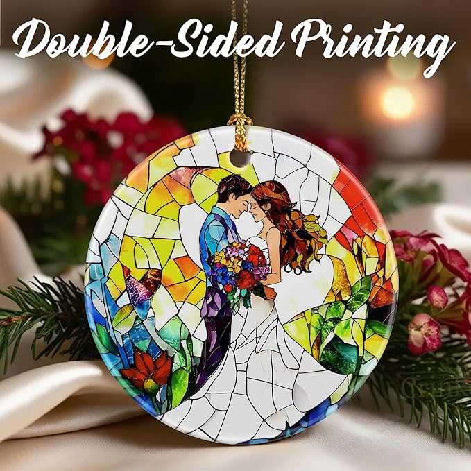 Couple Wedding Ornament, Christmas Ornaments: Christmas Tree Decorations, Holiday Decor, Stocking Stuffers, Gift Ideas, Wedding Gift, Gifts for Couple & Gifts for Newlywed