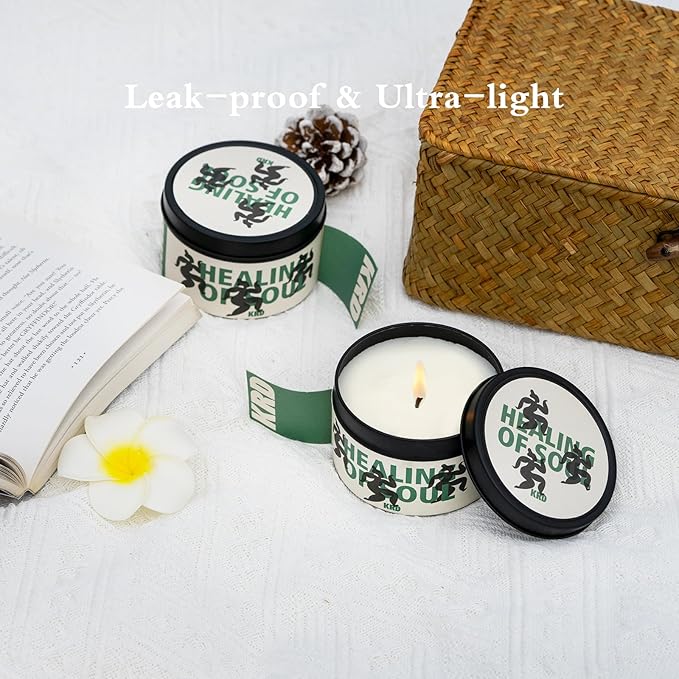 KRD Moroccan Mint Tea Scented Candle for Home, 6.4oz Coconut Soy Wax, 42H Long Lasting Burn, Strong Scent for Office