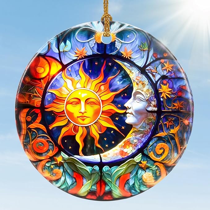 Sun and Moon Christmas Ornaments - Bumblebee Ornaments for Tree, Holiday Keepsake Gift Exchange