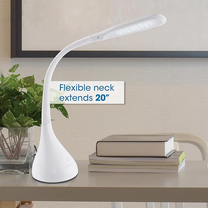 OttLite Creative Curves LED Desk Lamp with Adjustable Neck - Dimmable with 4 Brightness Settings & Energy Efficient Natural Daylight LEDs for Home Office, Computer Desk, & Dorms