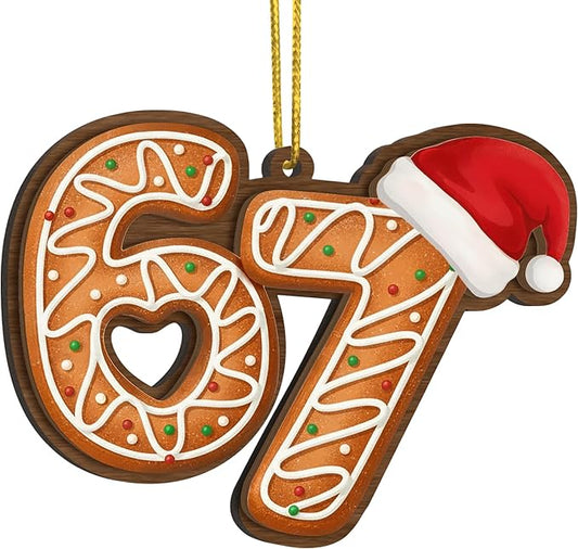 67 Christmas Ornament, 67 Ornaments for Xmas Tree, Funny Christmas Ornaments 2025, 6 7 Meme Ornament for Teens, Six Seven Gifts, Gag Gifts for Teens, Teen Girls Trendy Stuff (Gingerbread 67)