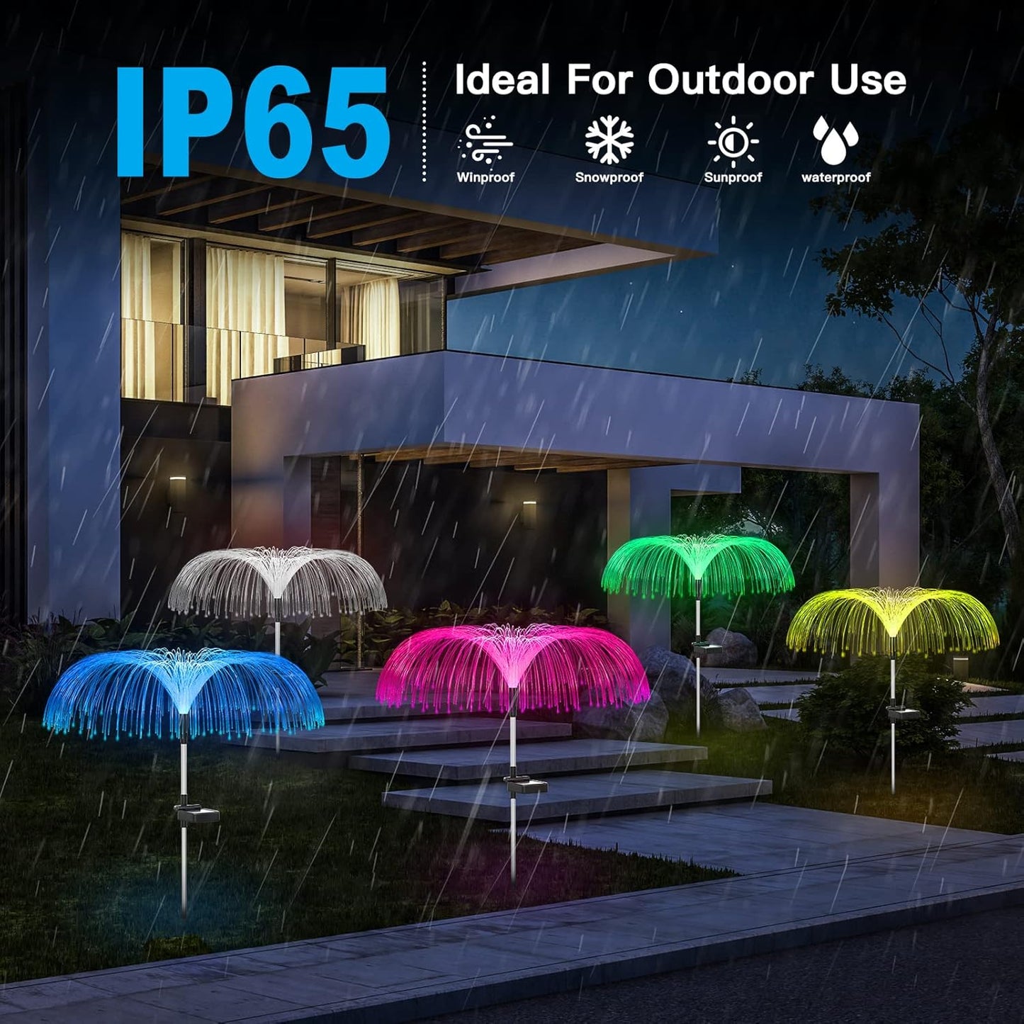 Vosaro Solar Flower Lights Outdoor Garden Decorations Waterproof, 7 Color Changing Decorative Solar Stake Light for Yard Pathway Patio Lawn Party Wedding Decor, 3 PCS