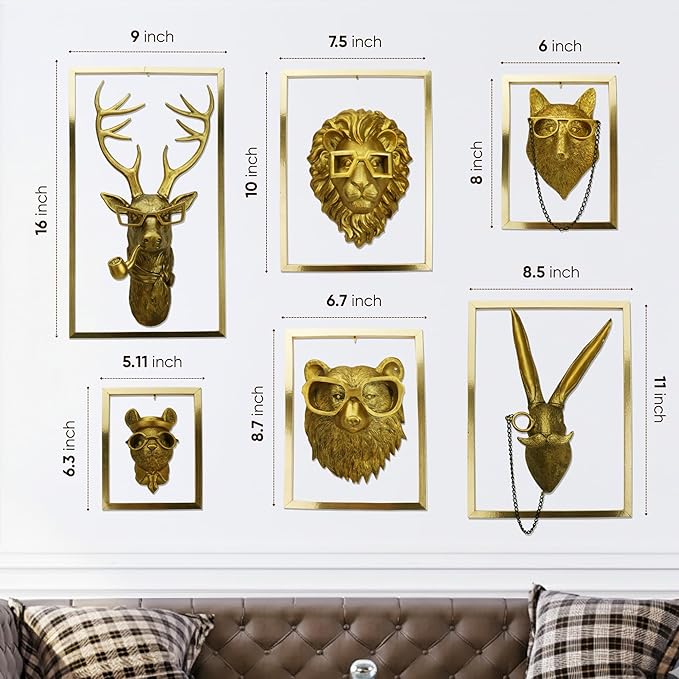 AYDIA Vintage Gold Animal Head Wall Decor, Faux Fox Decor, Wall Art, 3D Animal Sculpture, Gift Ready, Gold Fox for Home or Office.