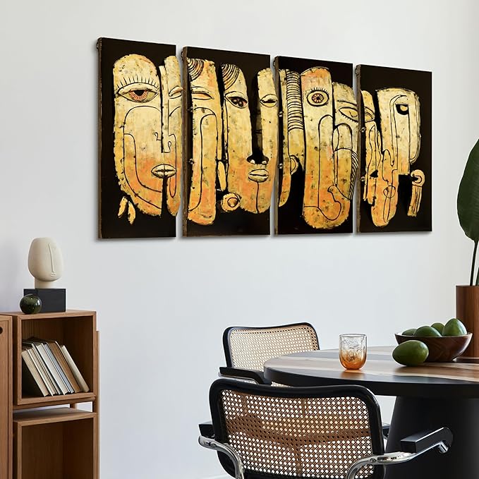 Empire Art Direct Totem Poles Abstract Face Metal Wall Art,Hand Painted Primo Mixed Media Iron Wall Sculpture,3D Wall Decor,Ready to Hang,Living Room, Bedroom ＆ Office
