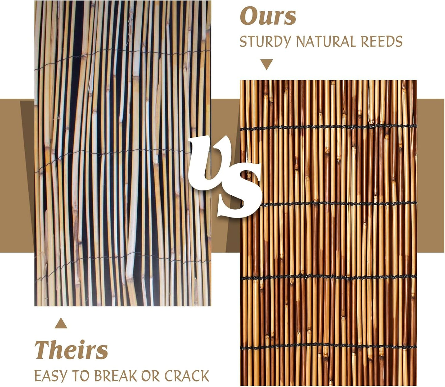 Bamboo Reed Fencing Rolls,5.5FT X 16.4FT Reed Screen Curtain Fence Covering Privacy Bamboo for Outdoor Backyard Patio Garden Decorative Fence (Brown)