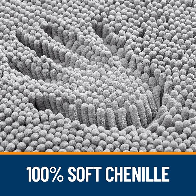 OLANLY Bathroom Rugs 70x24, Extra Soft Absorbent Chenille Bath Rugs, Rubber Backing Quick Dry, Machine Washable Bath Mats for Bathroom Floor, Tub and Shower, Home Decor Accessories, Grey