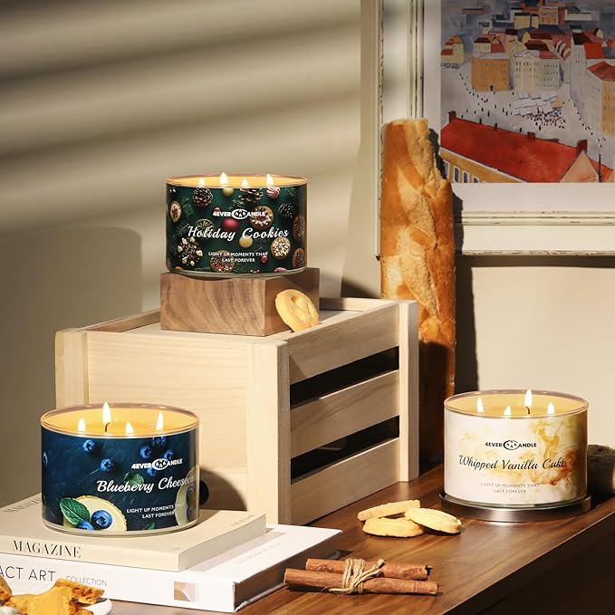 Over 50 Hours Jar Candle - 4-Wick Long-Lasting Scented Candles, 18oz Natural Soy Wax Candle for Home, Candle Gifts for Women & Men, Holiday Cookies
